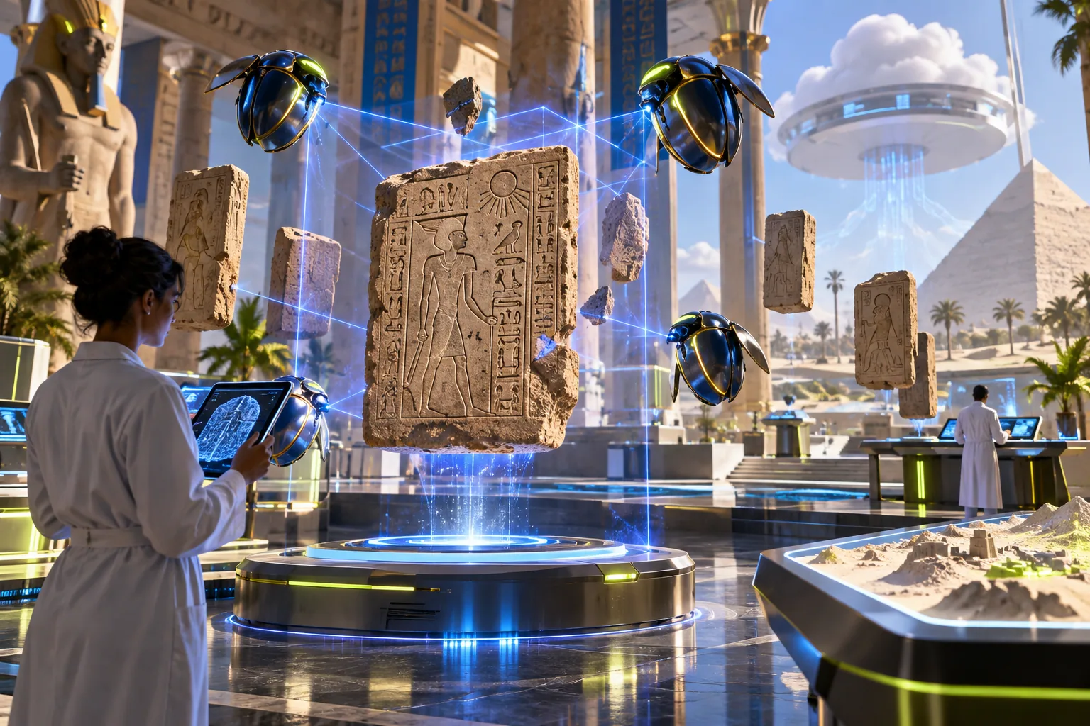 Egyptian artefact scanning lab representing Ramses Book